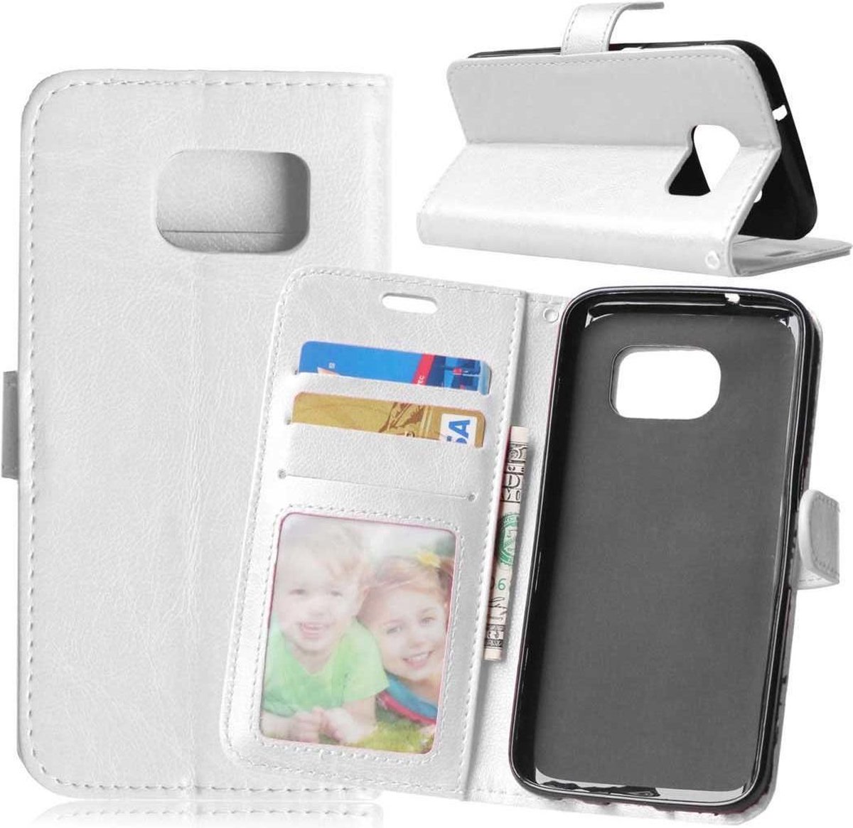 Telefoonhoes Geschikt voor: Samsung Galaxy S7 portemonnee hoesje - Wit