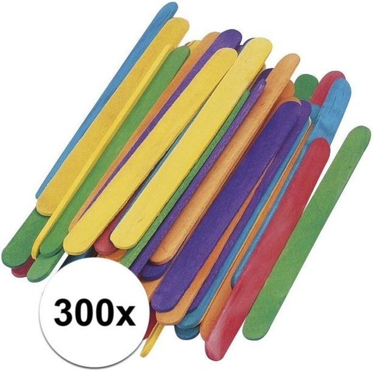 300 gekleurde ijsstokjes knutselhoutjes 5,5 cm - knutselstokjes - hobby houtjes artikelen