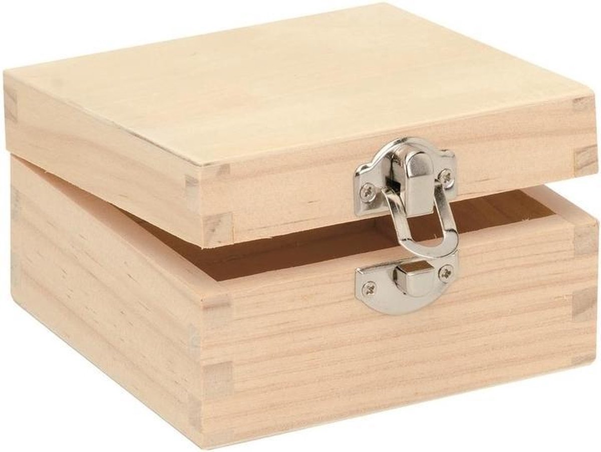 Vrijgevigheid bleek Kust Vierkant houten kistje 7 x 7 x 4 cm | bol.com
