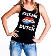 Kiss me I am Dutch tanktop / mouwloos shirt zwart dames XL