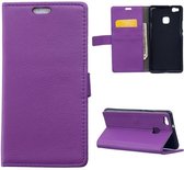 Litchi cover paars wallet case hoesje Huawei GR3