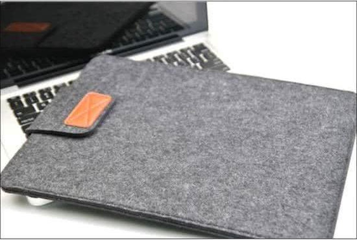DVSE stevige laptop hoes van vilt donker grijs maat 13 inch Macbook