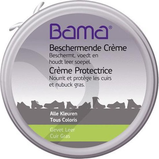 Bama Beschermende Crème voor alle kleuren vet leer. Beschermt, voedt en houdt leer soepel.