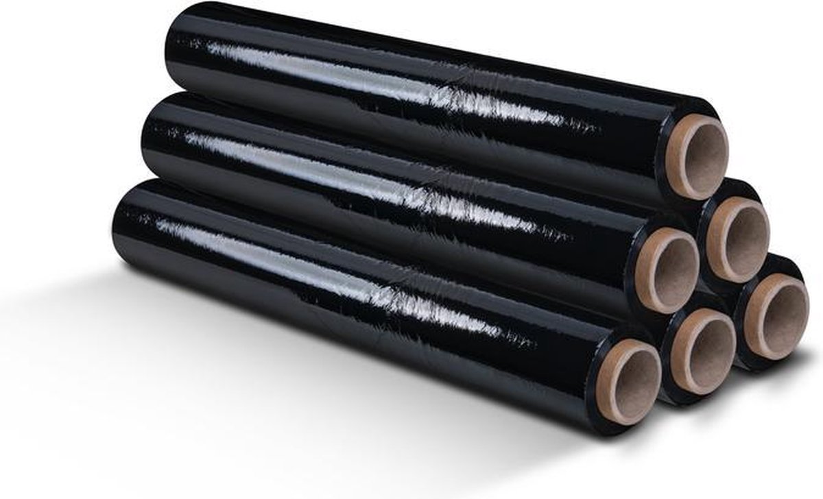 Wikkelfolie / rekfolie / stretchfolie - 20ym x 280m x 50cm -zwart - 150% rekbaarheid - handmatig gebruik – prijs voor 1 rol