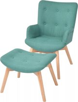 Luxe Fauteuil Groen MET Voetenbankje / Loungestoel / Lounge stoel / Relax stoel / Chill stoel / Lounge Bankje / Lounge Fauteil / Cocktail stoel