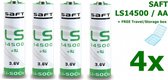 4 Stuks - SAFT LS14500 / AA Lithium batterij 3.6V