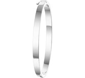 The Jewelry Collection Bangle Scharnier Vlakke Buis 5 X 60 mm - Zilver Gerhodineerd