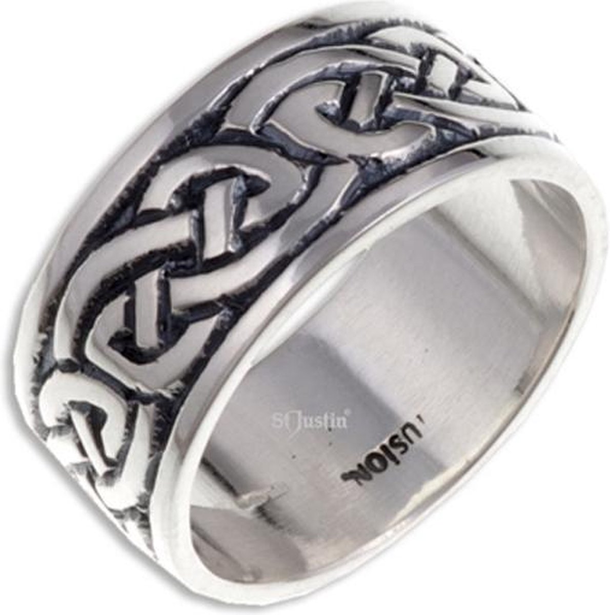Endless Knot (Broad) Zilveren Ring,keltische ring Maat 57 (SR912.57)