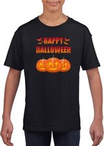 Happy Halloween t-shirt zwart kinderen M (134-140)