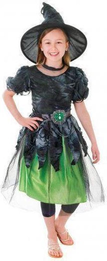test Bengelen Echter Halloween Groen heksen kleedje meisjes 122-134 (7-9 jaar) | bol.com