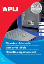 2x Apli etiketten 210x297mm (bxh), 20 stuks, 1 per blad, zilver