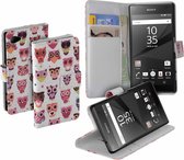 Wit uil design bookcase Sony Xperia Z5 Compact wallet cover hoesje