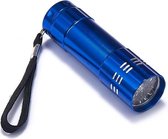 Mini zaklamp 9 LED Aluminium UV Ultra Violet paars licht - Blauw