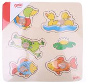 Goki Vormenpuzzel Kikker, Eend & Vis Junior Hout 5 Stukjes