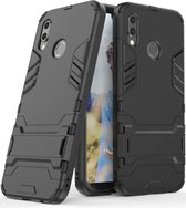 Luxe Back Cover voor Huawei P20 Lite | Shockproof Hard Case | Hoogwaardig TPU Finish Hoesje | Zwart | Kickstand