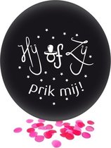 Confetti ballon gender reveal meisje party/feest zwart 60 cm