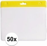 50x badgehouders geel - 11,5 x 9,5 cm - naamkaarthouders / naambadge