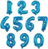Cijfer ballon 2 blauw met sterren - 41 cm
