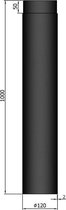 Kachelpijp ø120 lengte 1000mm zwart - ø120 - 1000mm - zwart - staal - 2mm dik -