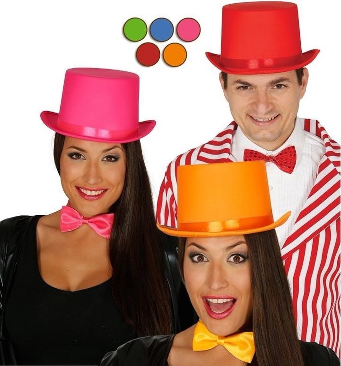 HIQIU Cilinderhoed voor heren, theaterhoed, dames, wollen vilten hoed voor volwassenen, hoog wolvilt, feesthoed, kostuum voor carnaval (L(58-59cm), rood