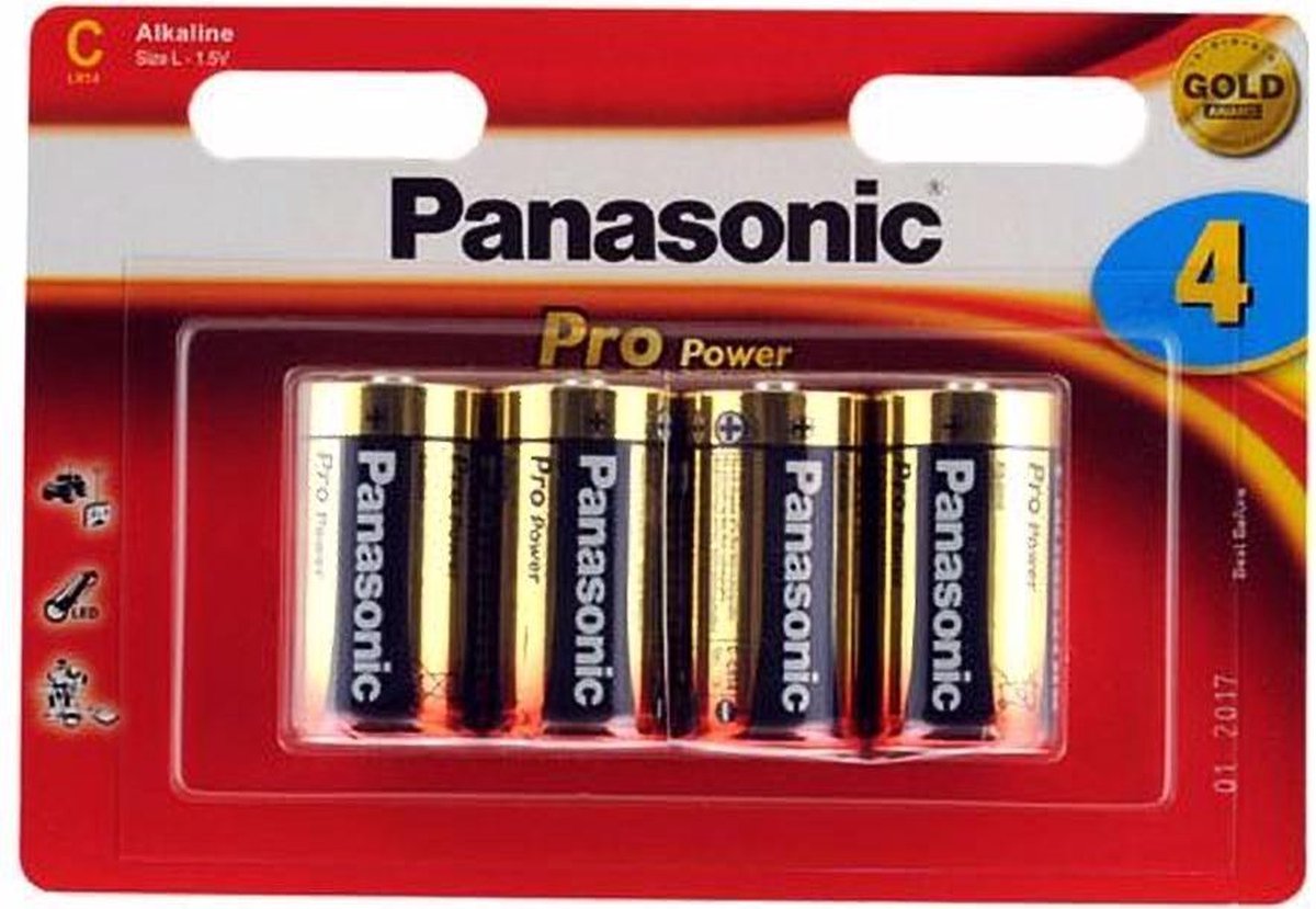 Panasonic C Cell batterij LR14PPG4BW (4 stuks)