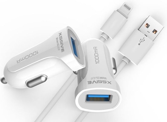 Xssive USB Autolader voor iPhone 6 of iPhone 6s met Lightning Kabel 1000mA  | bol.com