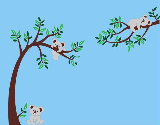 Muursticker boom met koalabeertjes - muurstickers babykamer kinderkamer