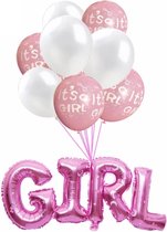 Babyshower Versiering Pakket - It's a Girl - 9 stuks - Luxe Baby Shower Helium Balonnen Set - Baby Girl Folie Ballon - Geboorte Feest Cadeau Meisje