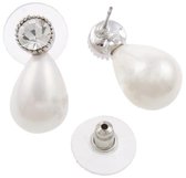 Mother of Pearl parel oorbellen Bling Shinny White - oorsteker - wit - stras steen