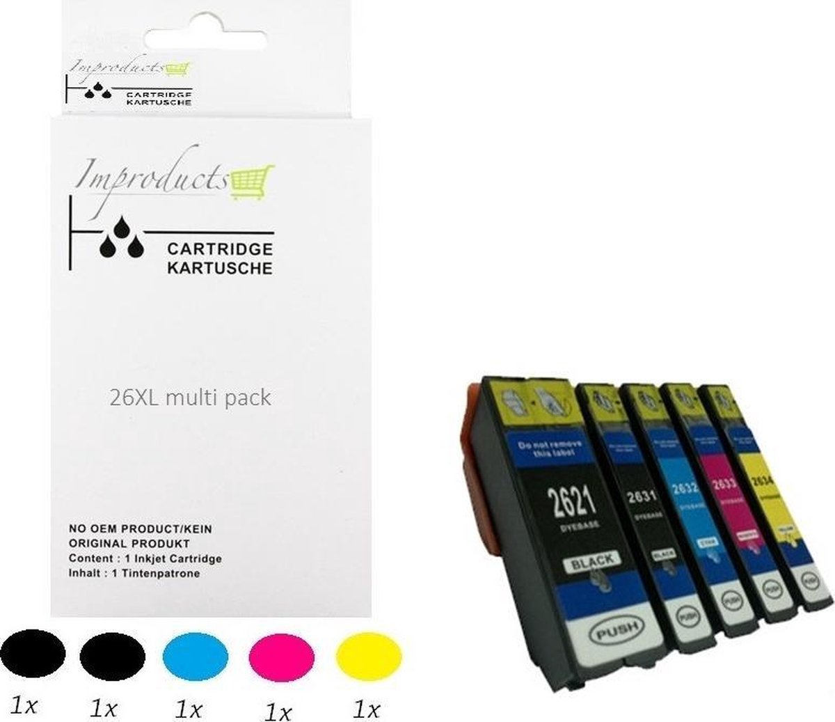 Improducts® Huismerk Inktcartridge Alternatief Epson 26XL 26 XL multi pack Versie V5
