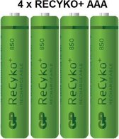4 stuks GP ReCyko+ AAA 850mAh Oplaadbare Batterij Bulk (schrink4)