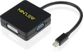 Ninzer 3-In-1 Mini DisplayPort DP Thunderbolt naar DVI, VGA en HDMI Converter / Adapter | Zwart