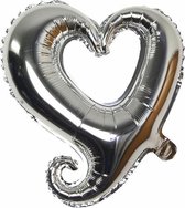 Folieballon Fantasie hart zilver 45 cm