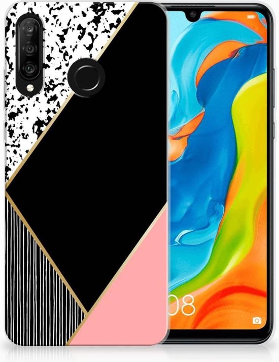 Coque Huawei P Smart - Souple, Résistante, Imprimé Fleur Noire, Neuve