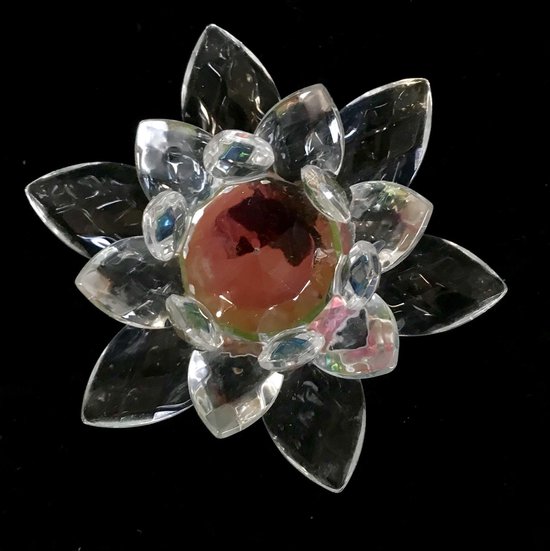 Porte-bonheur Crystal lotus 10cm avec noyau coloré Verre cristal parfait et exquis Fait à la main Véritable artisanat.