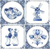 60x Delfts blauw thema servetten 33 x 33 cm - Papieren wegwerp servetjes - Oud Hollandse/molen/klompen/tulpen versieringen/decoraties