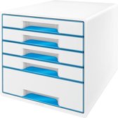 Leitz WOW Cube Ladenblok Met 5 Laden - Opberger met Vakken - Voor Kantoor En Thuiswerken - Ideaal Voor Thuiskantoor - Wit/Blauw