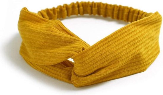 Knitted Haarband Mustard | Geel | Katoen | Cross Bandana | Fashion Favorite