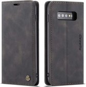 CASEME Samsung Galaxy S10 Retro Wallet Hoesje - Zwart