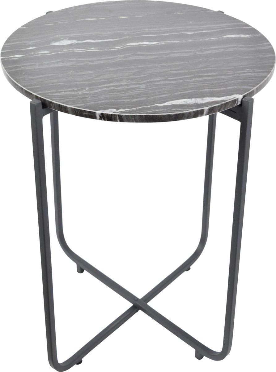 LOFT42 Marble Ronde Bijzettafel Zwart - Metaal/Marmer - 45x55