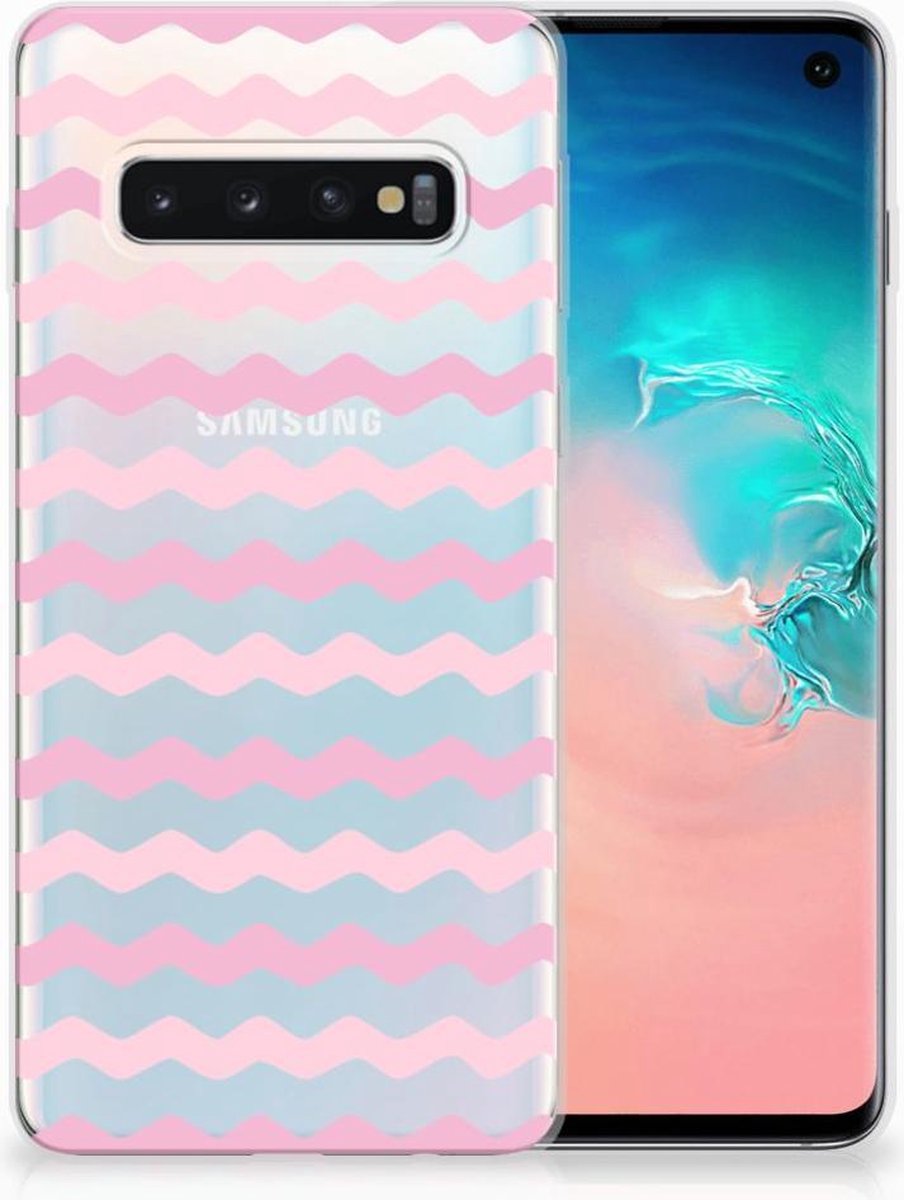 Samsung Galaxy S10 TPU bumper Waves Roze