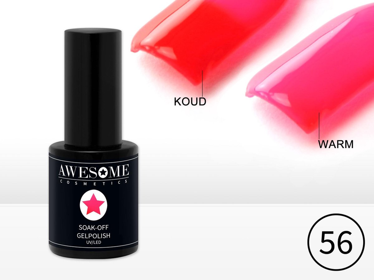 Goedkoopste Awesome 56 Thermo Gelpolish Rood - Roze - Thermo Gellak - Thermo Gel nagellak - UV & LED