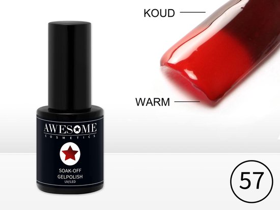 Awesome #57 Thermo Rood – Donker rood/Bordeaux Gelpolish - Gellak - Gel nagellak - UV & LED