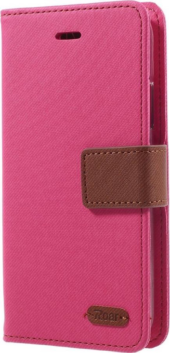 Roar - Geschikt voor - iPhone X Hoesje - Wallet Case Denim Roze