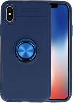 Softcase voor iPhone X Hoesje met Ring Houder Navy