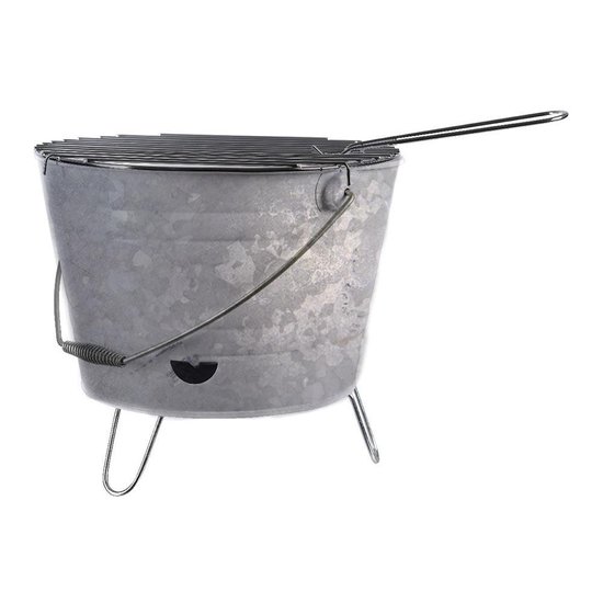 BBQ Emmer - Houtskool Tafelmodel met Grill - Ø33 x 15 cm - Metaal van Bo-Camp — afbeelding 2