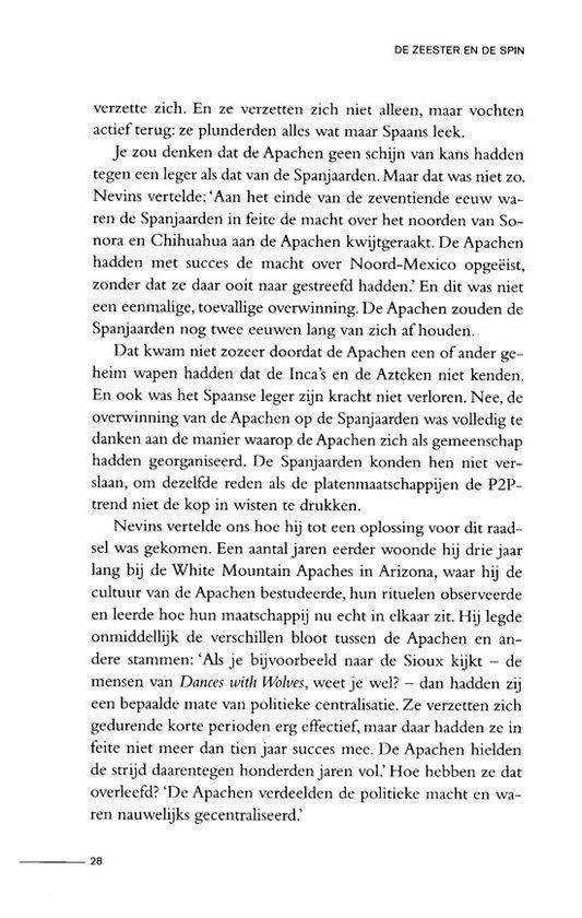 Pagina met tekst over de Spanjaarden, de Apachen, Nevins en de culturele antropologie.