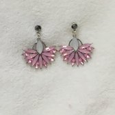 Fashionidea - mooie grote trendy roze oorbellen met strass steentjes
