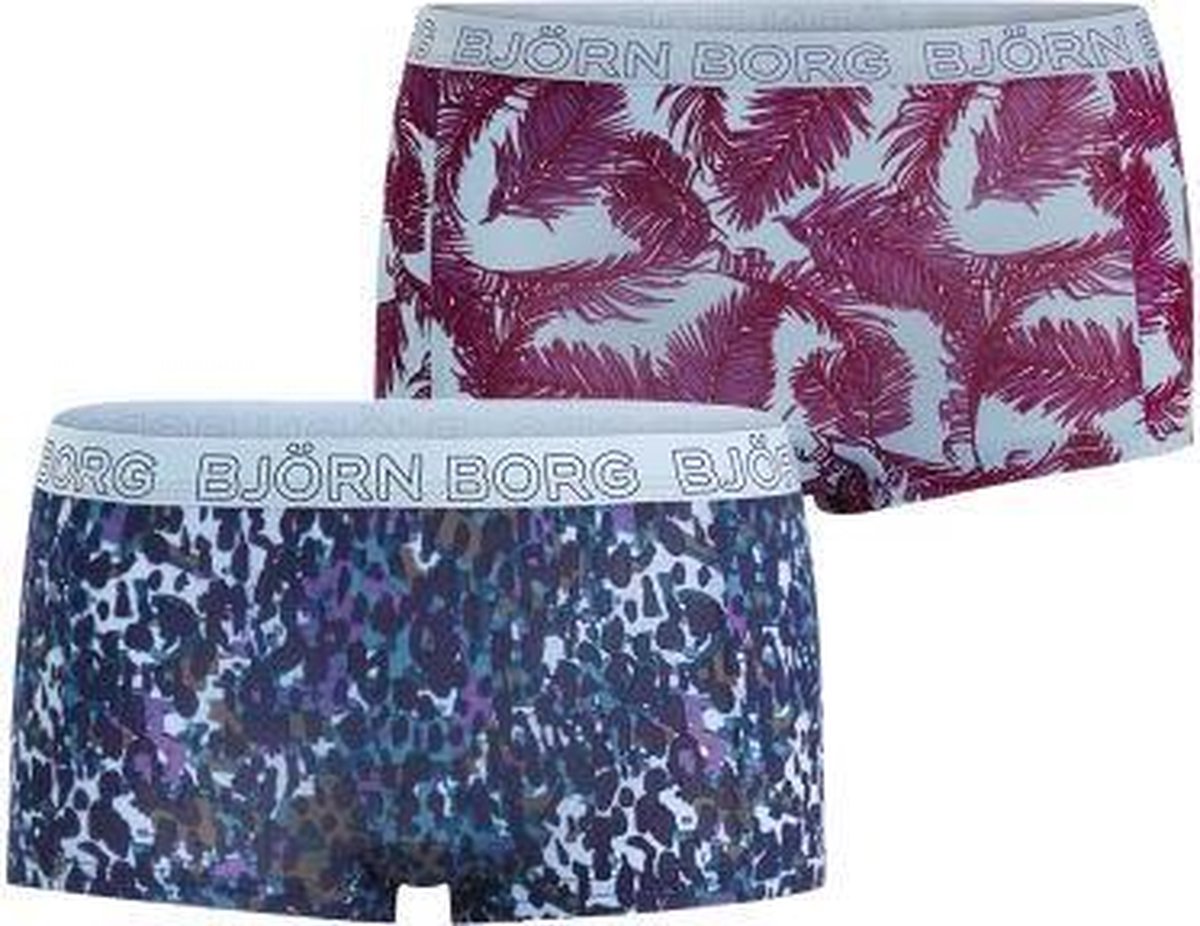 Björn Borg  NY leopard & bb palmleafs Dames boxershort - 2pack - multi/dieren/veren - maat XL