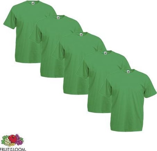Fruit of the Loom T-shirt - 100% katoen - 5 stuks - Kelly Green - XL